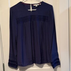 Boden Women's Deep Blue Blouse with Lace Accents size 8